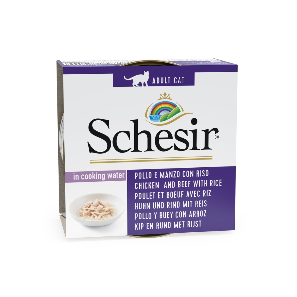 Schesir Cat Food - Chicken & Beef with Rice (Natural Style) - 85g Can