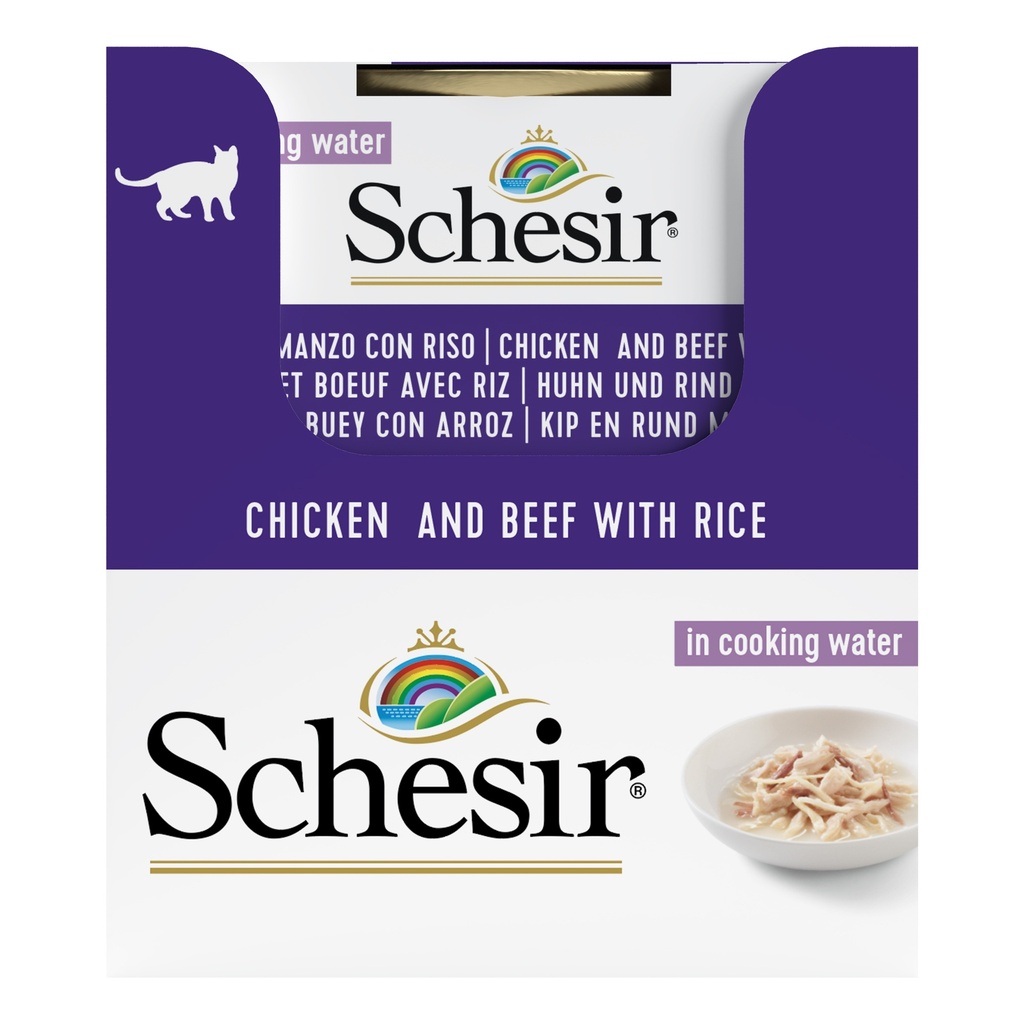 Schesir Cat Food - Chicken & Beef with Rice (Natural Style) - 85g Can