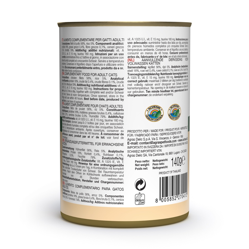 SCHESIR Cat Can 140 gr Chicken Fillets with Rice