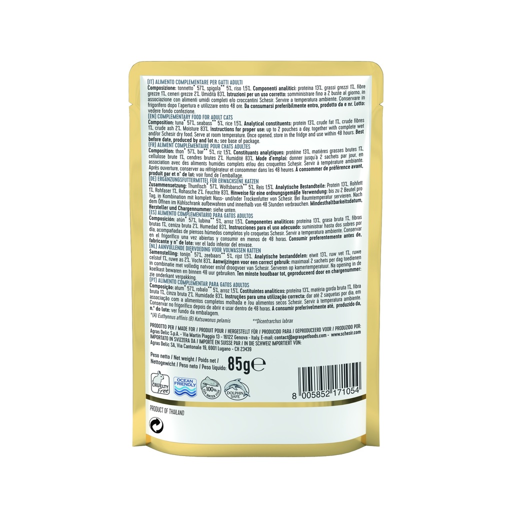 Schesir Cat Pouch - Tuna with Seabass - 85g