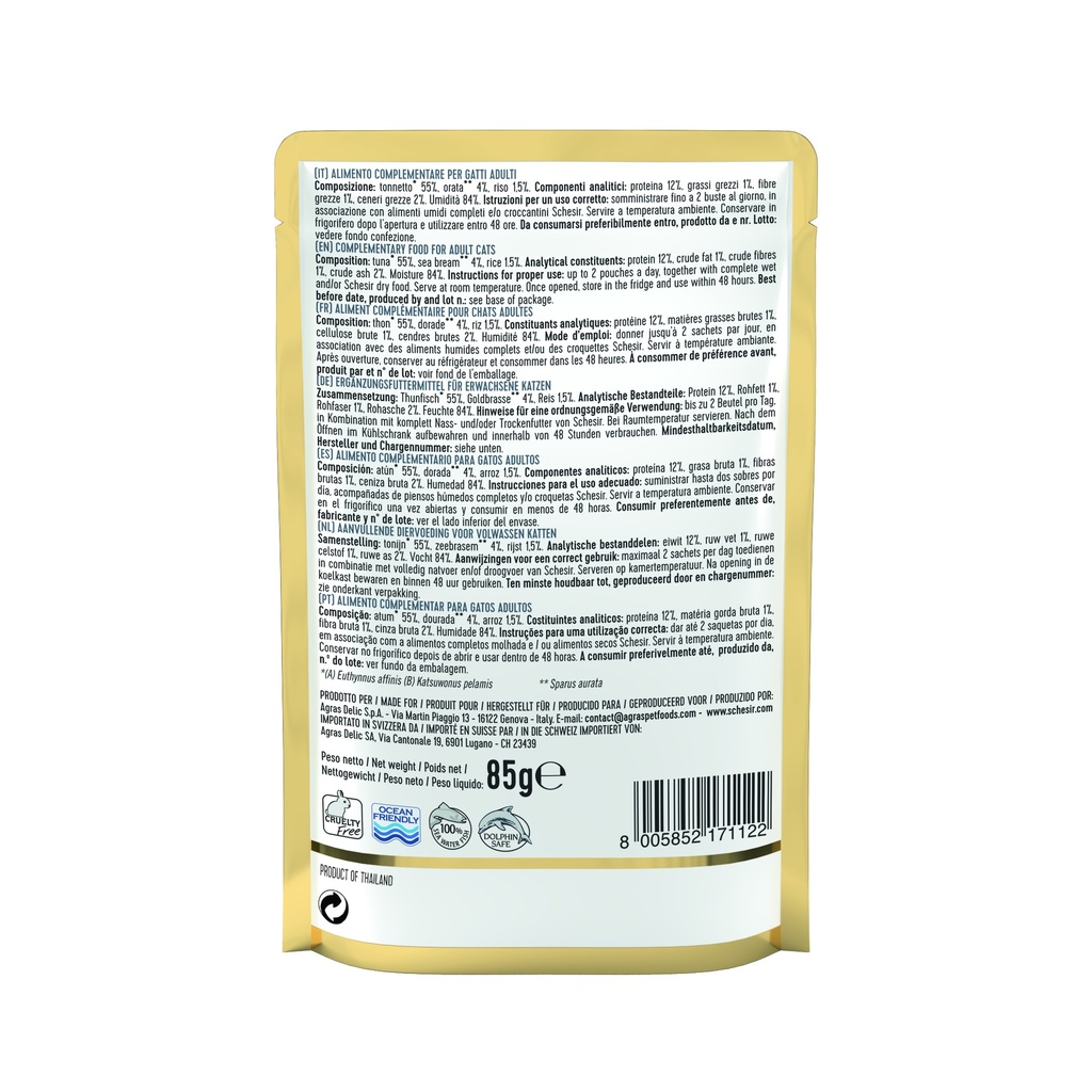 Schesir Cat Pouch – Tuna with Seabream - 85g