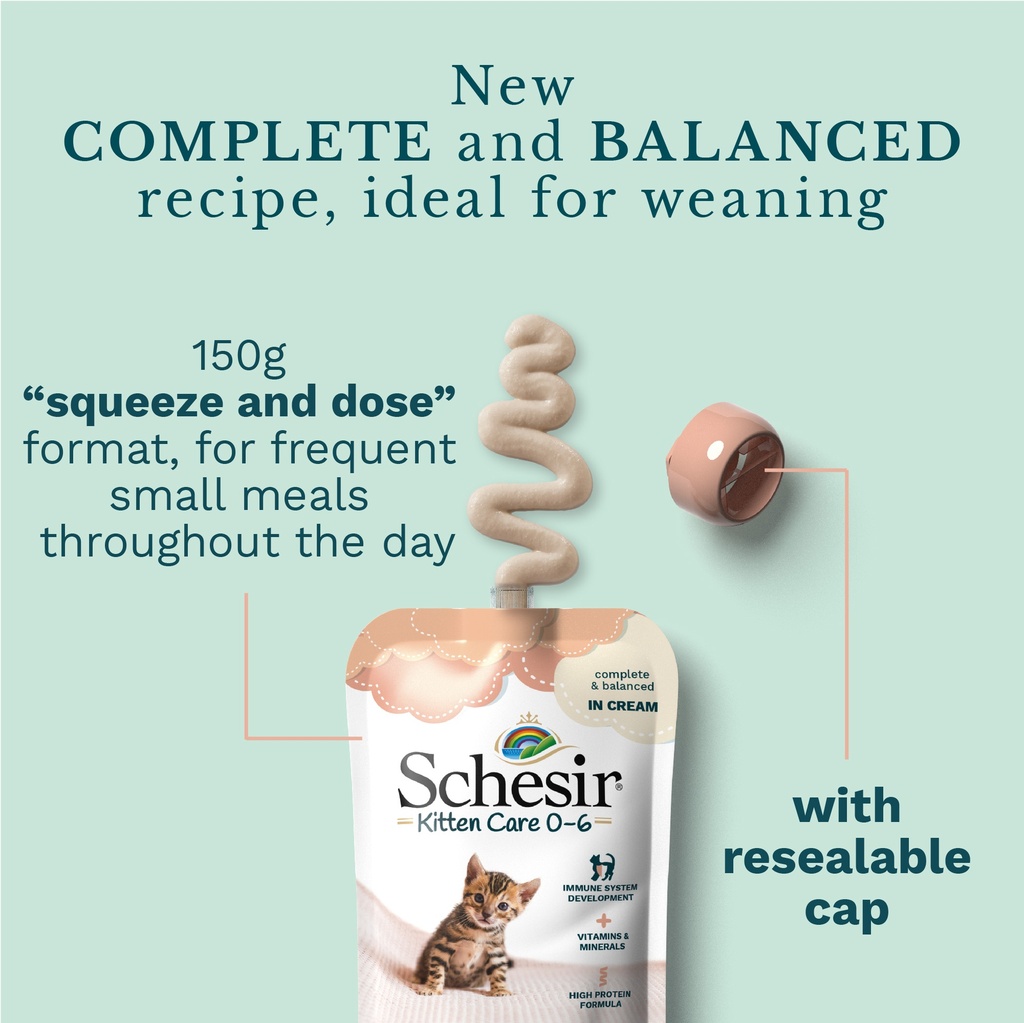Schesir Kitten Pouch Cream - Chicken Recipe   for Kittens 0-6 Months - 150g