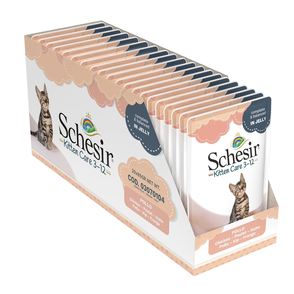 Schesir Kitten Cat Pouch - Chicken Recipe for Kittens 3-12 Months - 85g