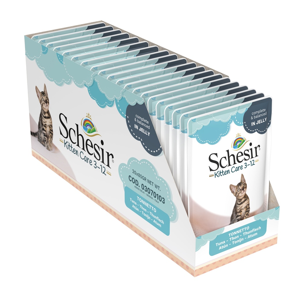 Schesir Kitten Cat Pouch - Tuna Recipe for Kittens 3-12 Months - 85g