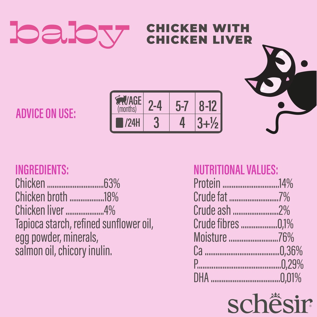 Schesir Baby Wholefood Cat Can – Chicken with Liver - 70g