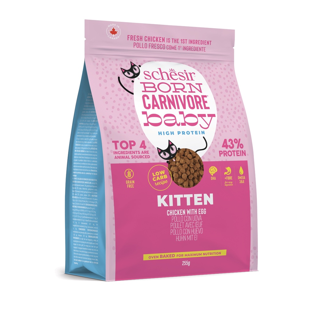 Schesir Born Carnivore Dry Kitten Food - Chicken & Egg -Bag 255g