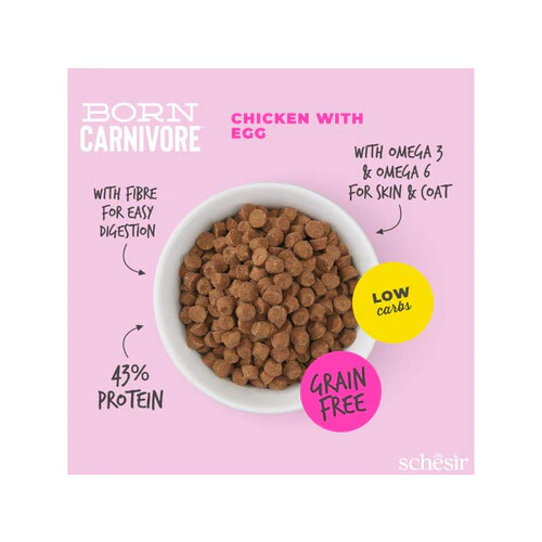 Schesir Born Carnivore Dry Kitten Food - Chicken & Egg -Bag 255g