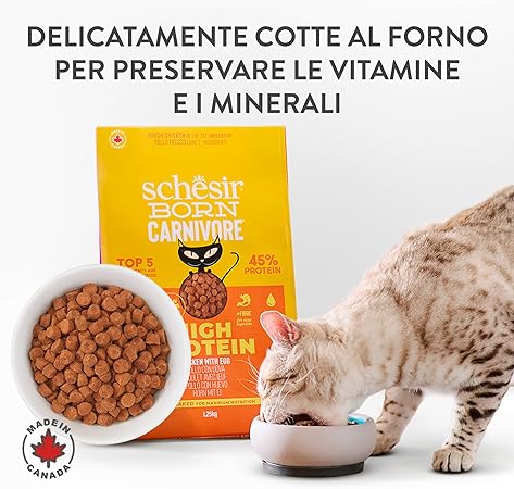 Schesir Born Carnivore Dry Cat Food - Chicken & Egg -Bag 255g