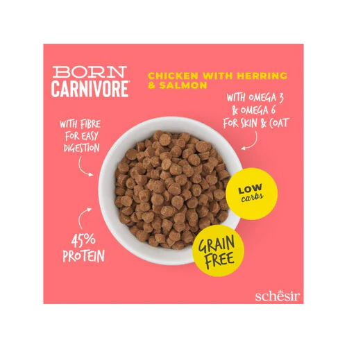 Schesir Born Carnivore Dry Cat Food - Chicken & Herring -Bag 255g