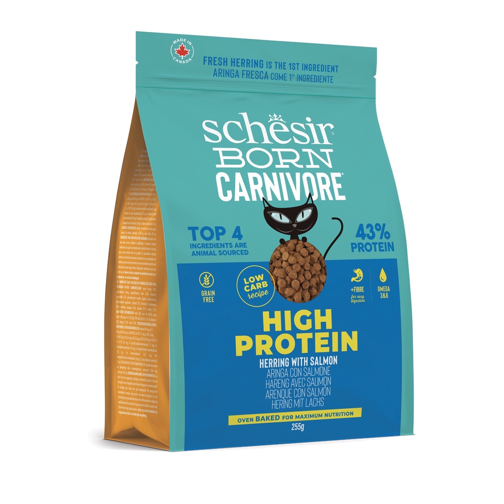 Schesir Born Carnivore Dry Cat Food - Herring & Salmon -Bag 255g
