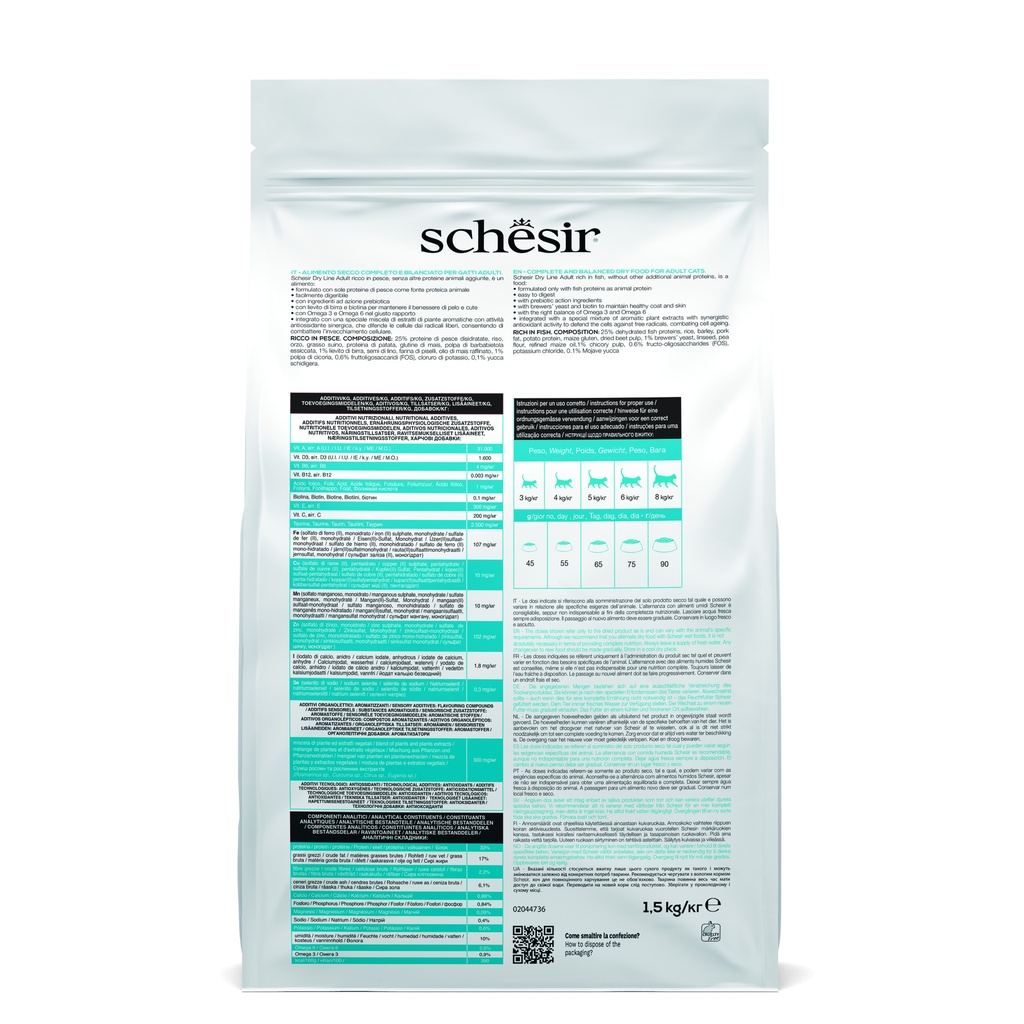 Schesir Dry Cat Food - Maintenance Fish Formula -Bag 1.5kg