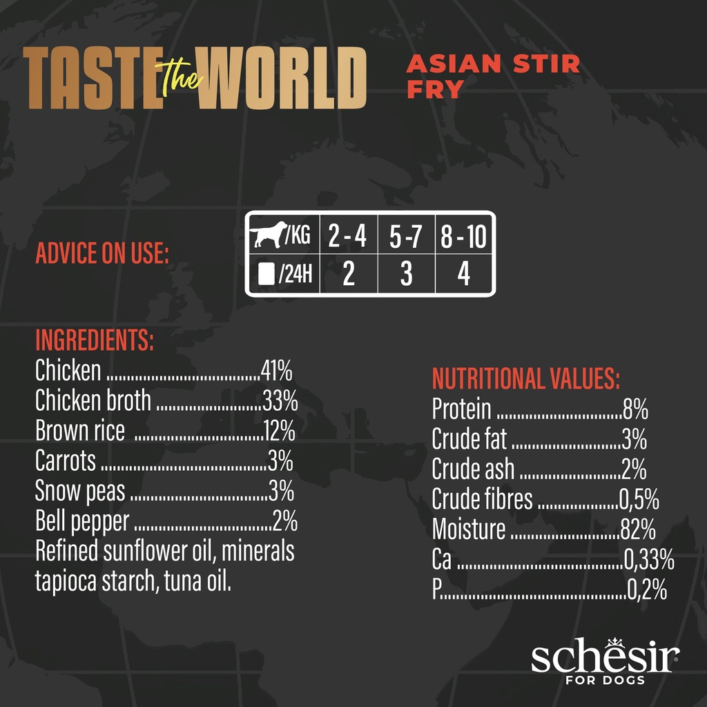 Schesir Taste the World Dog Can - Asian Stir Fry Wholefood Recipe - 150g