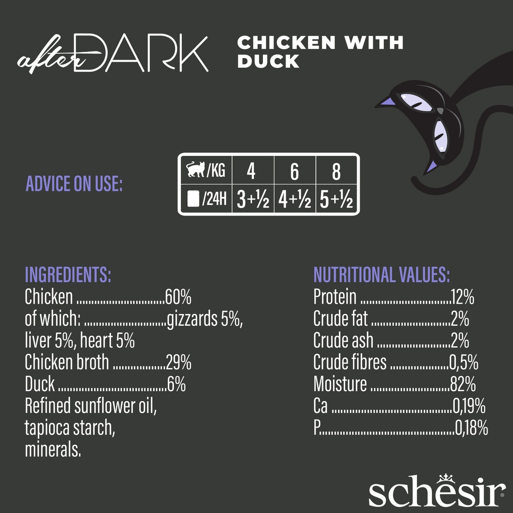 Schesir After Dark Wholefood Cat Can – Chicken with Duck - 80g