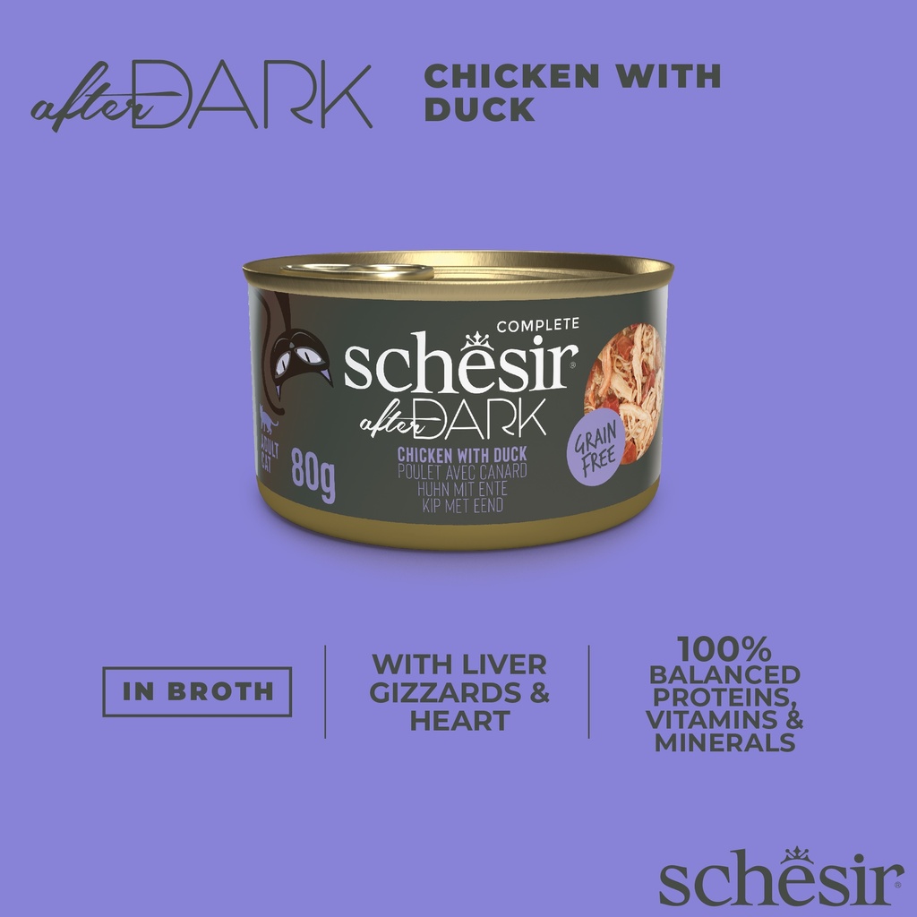 Schesir After Dark Wholefood Cat Can – Chicken with Duck - 80g