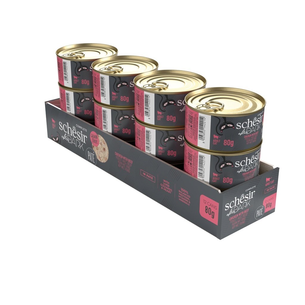 Schesir After Dark Cat Food - Chicken & Beef Pâté - 80g Can