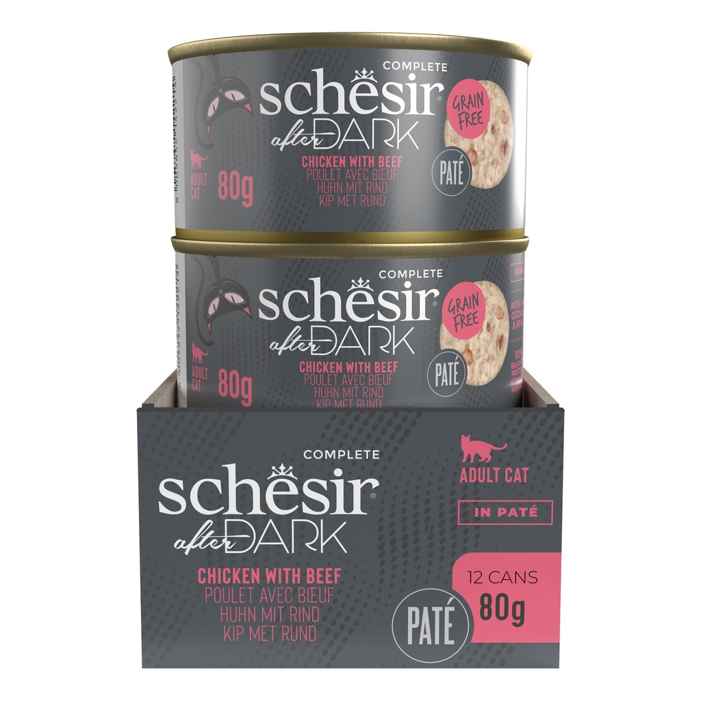 Schesir After Dark Cat Food - Chicken & Beef Pâté - 80g Can