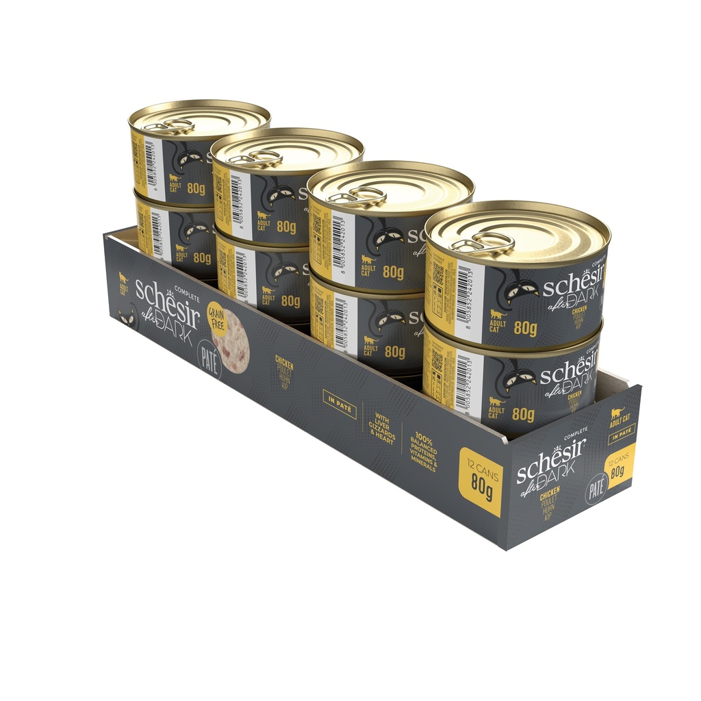 Schesir After Dark Cat Food - Chicken Pâté - 80g Can