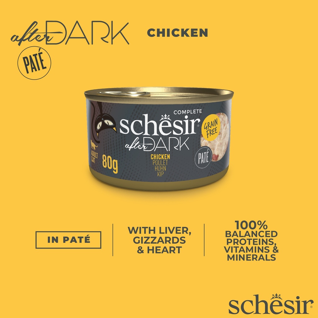 Schesir After Dark Cat Food - Chicken Pâté - 80g Can