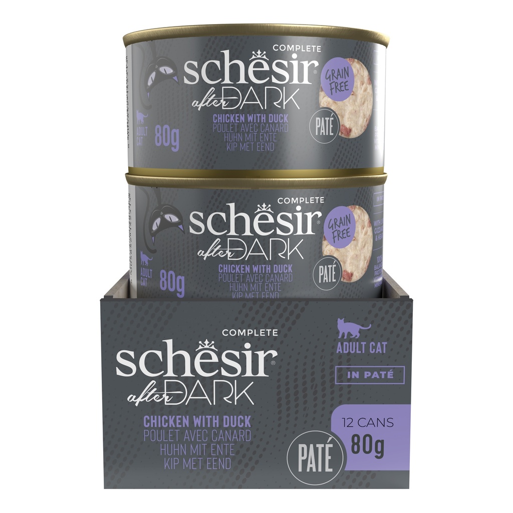 Schesir After Dark Cat Food - Chicken & Duck Pâté - 80g Can