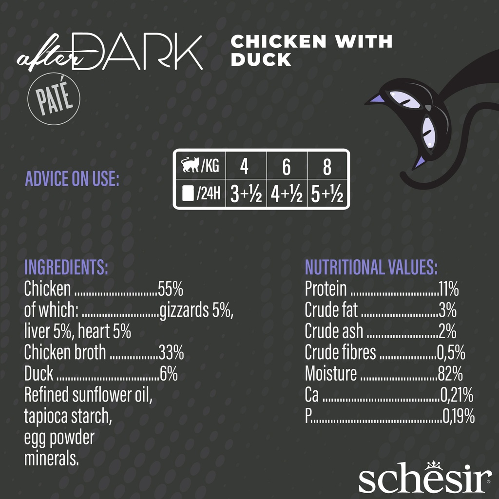 Schesir After Dark Cat Food - Chicken & Duck Pâté - 80g Can