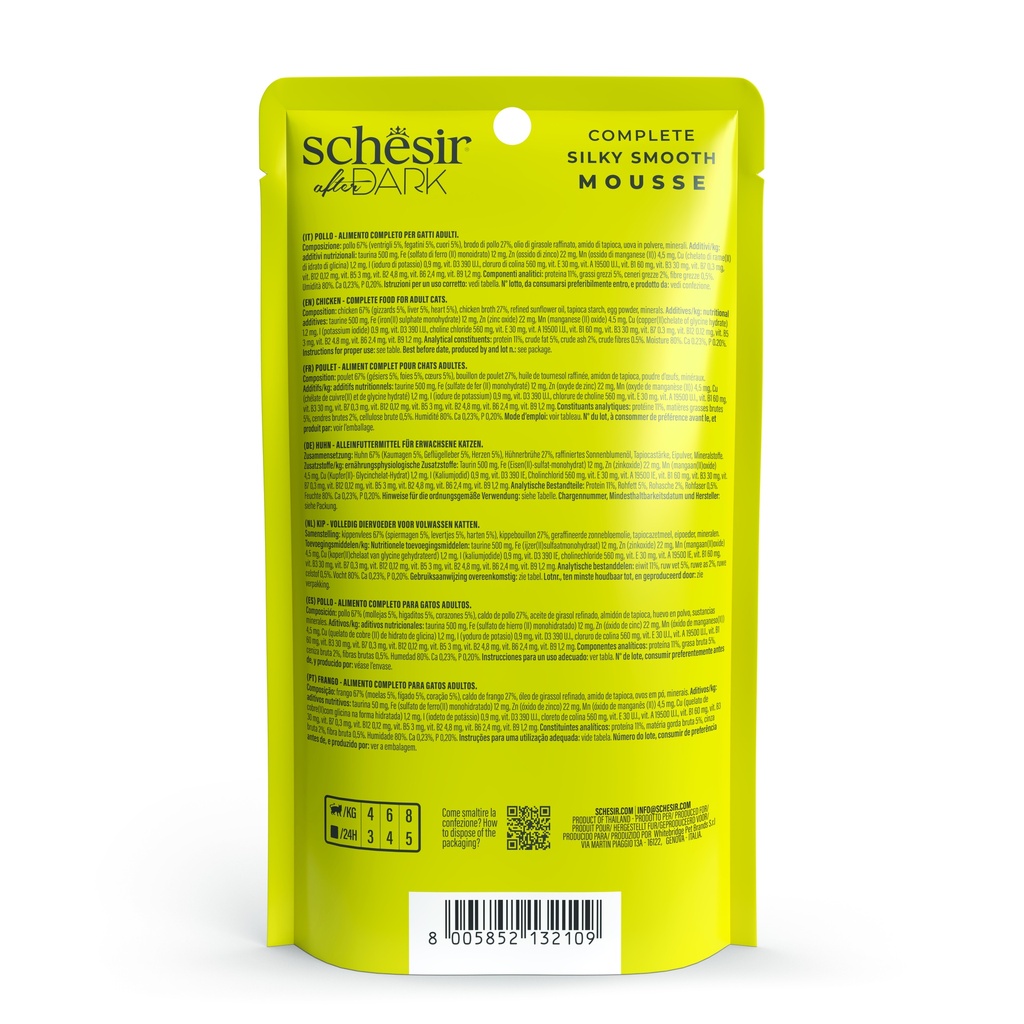 Schesir After Dark Cat Food - Chicken Velvet Mousse - 80g Pouch