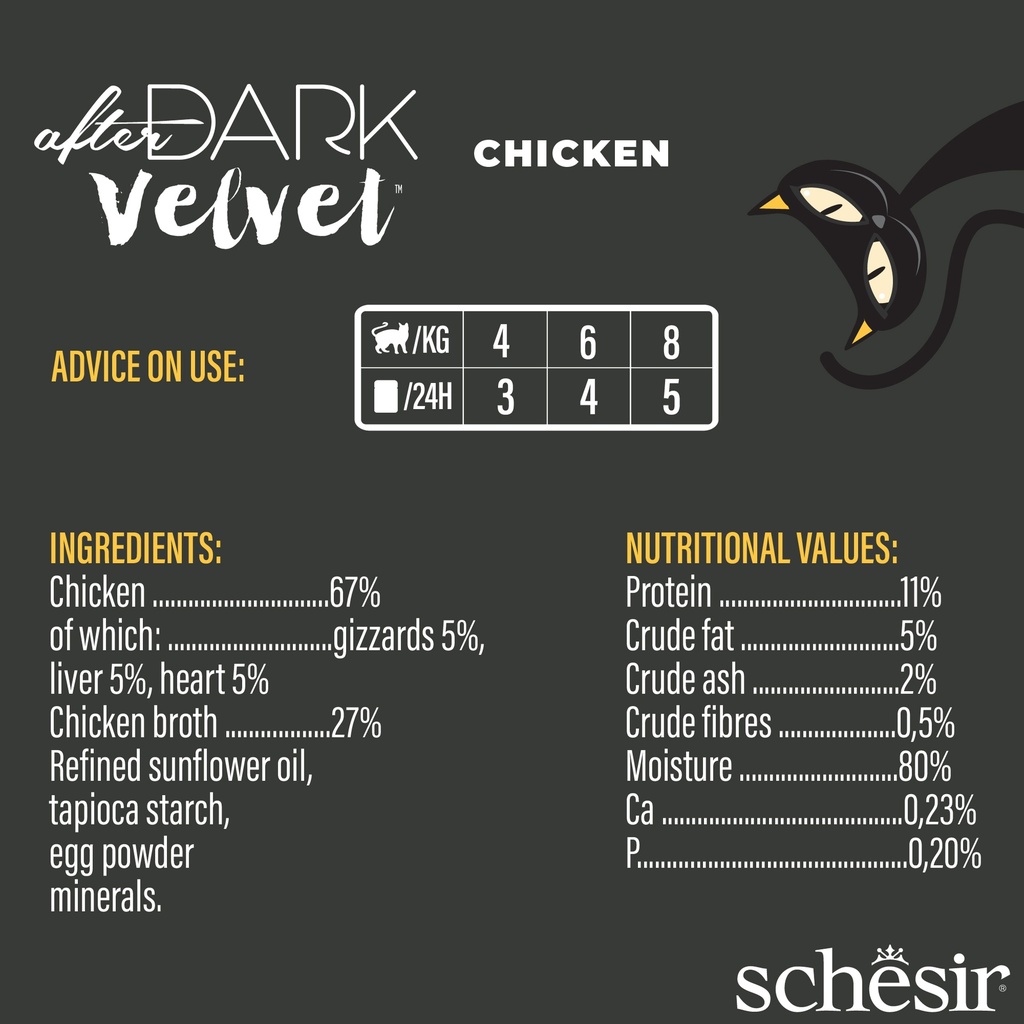 Schesir After Dark Cat Food - Chicken Velvet Mousse - 80g Pouch