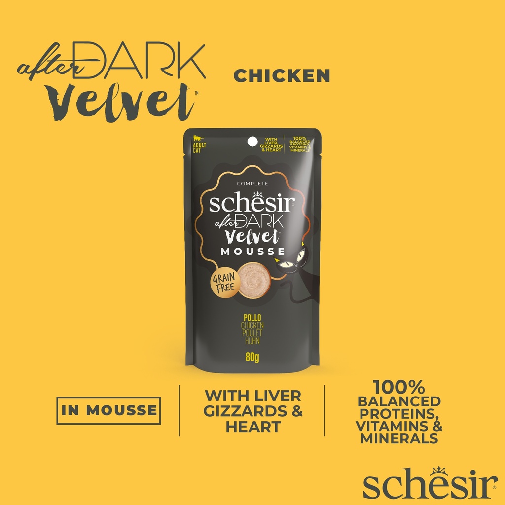 Schesir After Dark Cat Food - Chicken Velvet Mousse - 80g Pouch