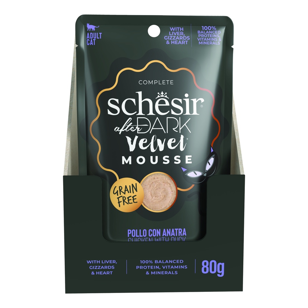 Schesir After Dark Velvet Mousse Cat Pouch – Chicken with Duck - 80g