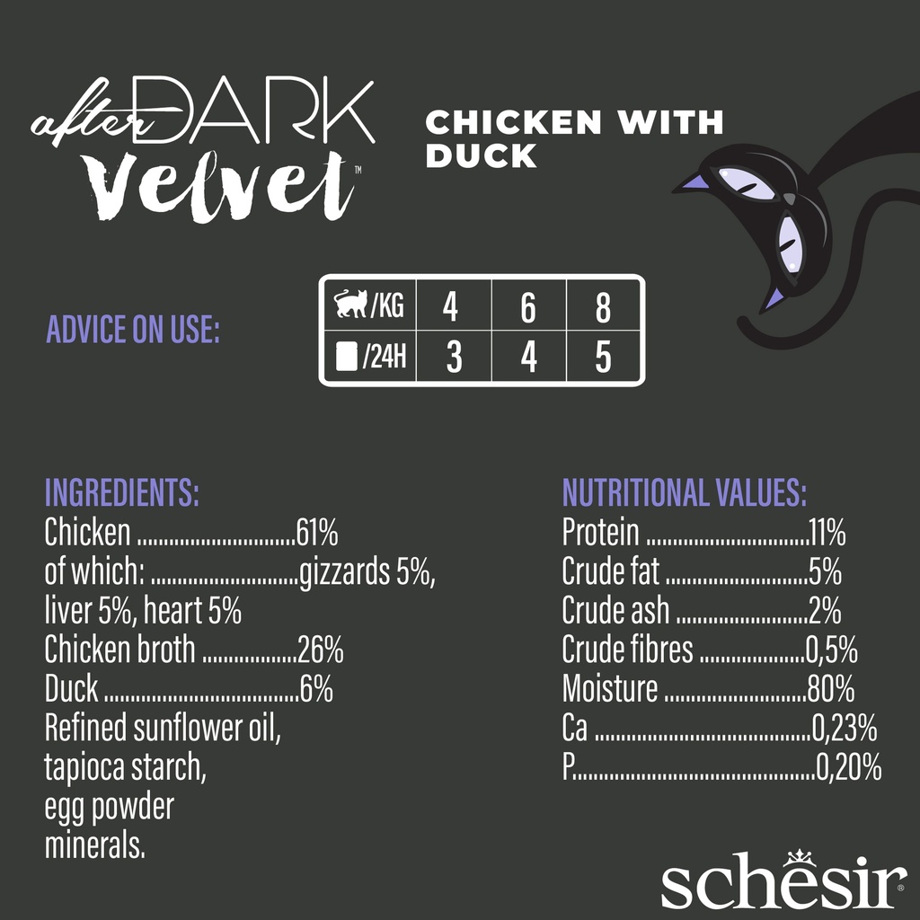 Schesir After Dark Velvet Mousse Cat Pouch – Chicken with Duck - 80g
