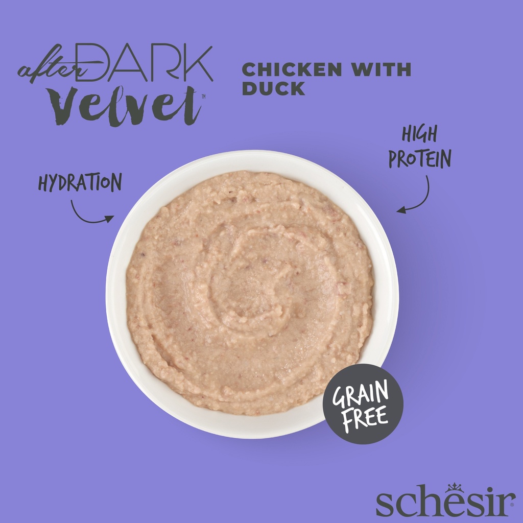 Schesir After Dark Velvet Mousse Cat Pouch – Chicken with Duck - 80g