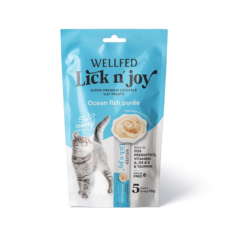 Wellfed Lick N' Joy Ocean Fish 70g (5 x 14g)