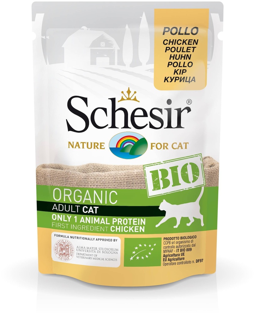 Schesir Bio Organic Pouch For Cat with Chicken In Paté Wet Food (85G)
