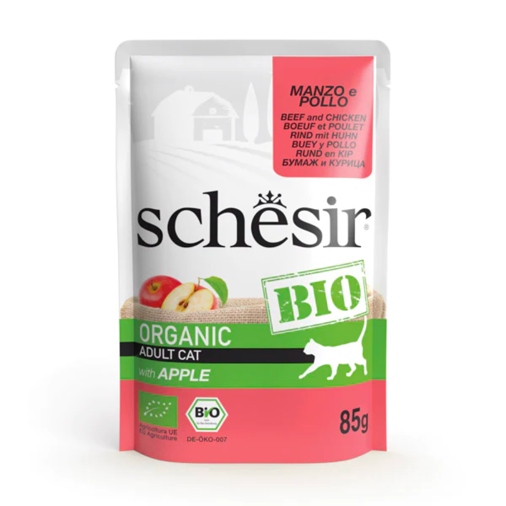 Schesir Bio Organic Pouch For Cat with Beef In Paté Wet Food (85G)