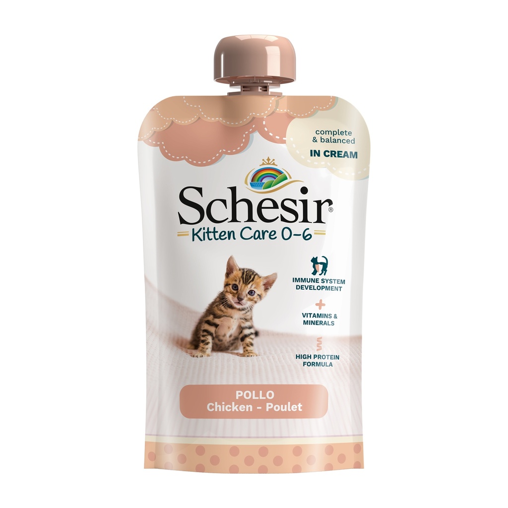 Schesir Kitten Pouch Cream - Chicken Recipe   for Kittens 0-6 Months - 150g