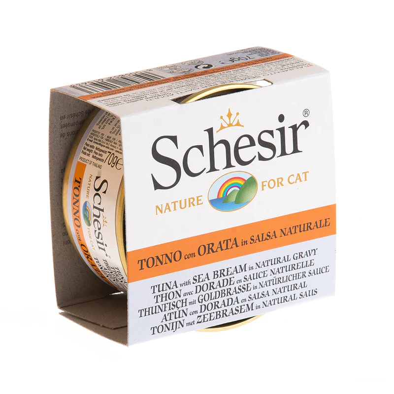 Schesir Can for Cat Tuna with Sea Bream in Broth Wet Food (70G)