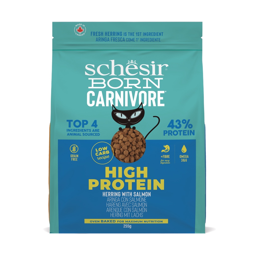 Schesir Born Carnivore Dry Cat Food - Herring & Salmon -Bag 255g