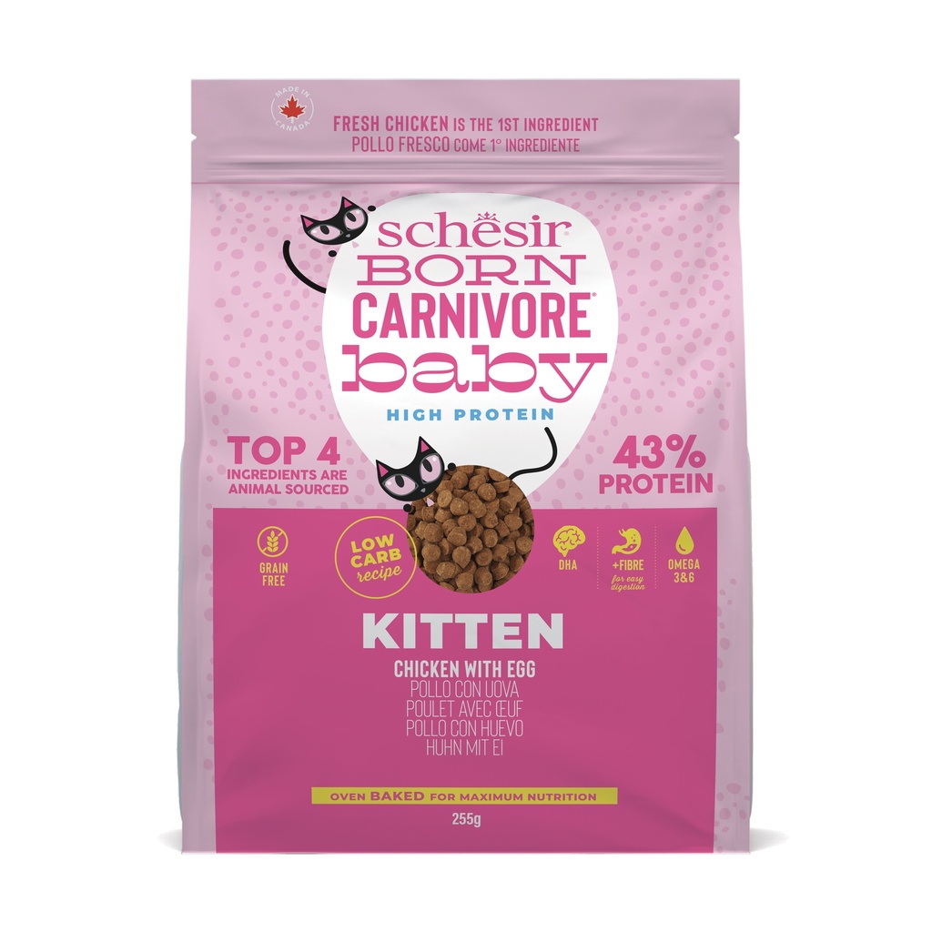 Schesir Born Carnivore Dry Kitten Food - Chicken & Egg -Bag 255g