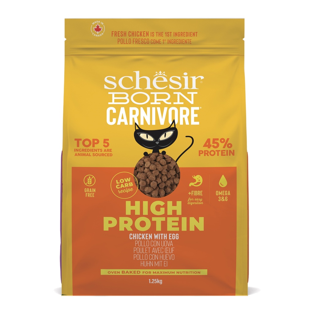 Schesir Born Carnivore Dry Cat Food - Chicken & Egg - Bag 1.25kg
