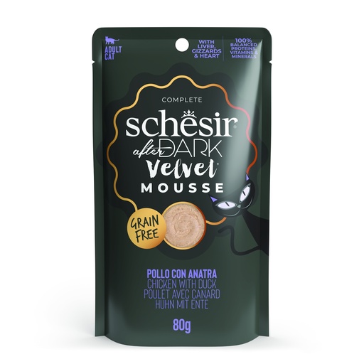 Schesir After Dark Velvet Mousse Cat Pouch – Chicken with Duck - 80g