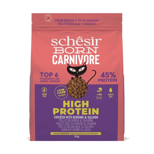Schesir Born Carnivore Dry Cat Food - Chicken & Herring -Bag 255g