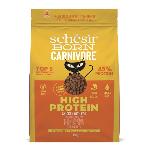 Schesir Born Carnivore Dry Cat Food - Chicken & Egg - Bag 1.25kg