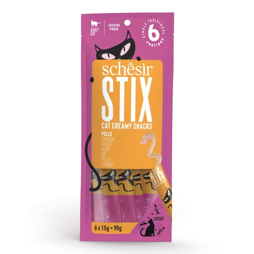 Schesir Stix for Adult Cat Creamy Snacks w/ Chicken - 6x15g