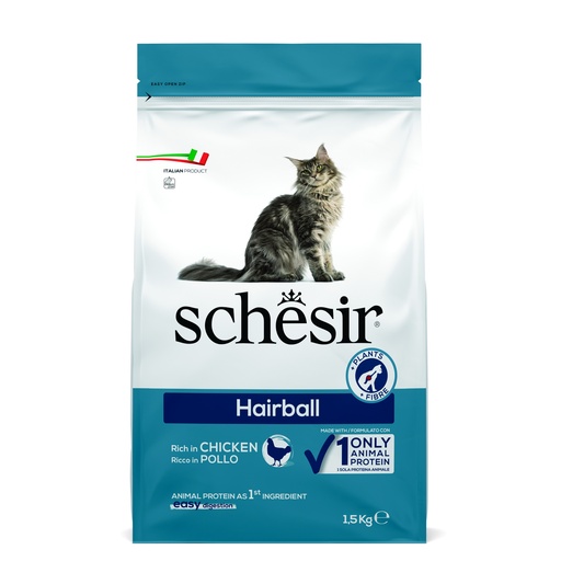 Schesir Dry Cat Food for Hairball Control - Chicken -Bag1.5kg